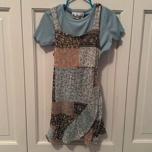 Rare Editions patchwork dress with matching undershirt. Size 3T.